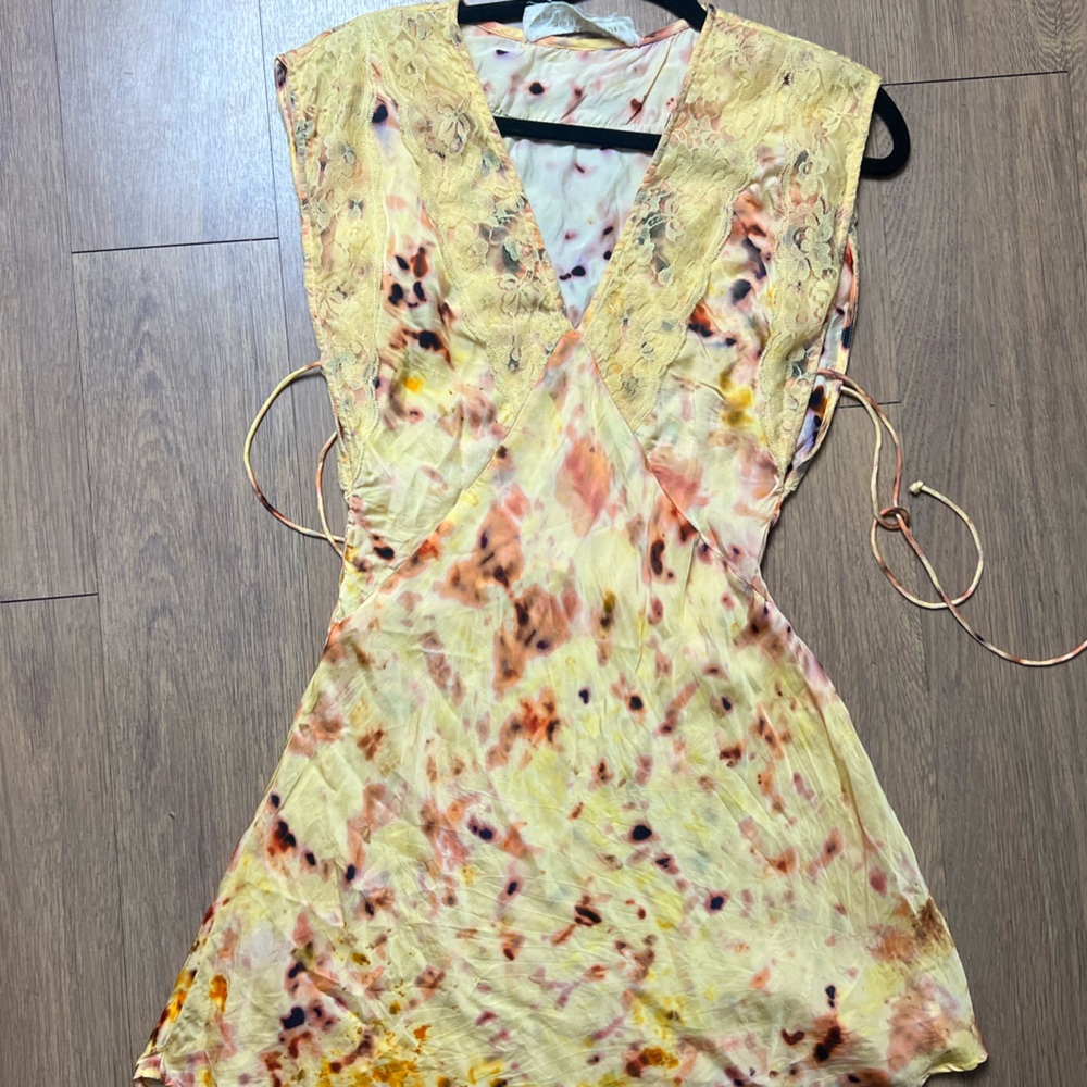 Jen's Pirate Booty Yellow and Brown Tie-Dye Mini Dress